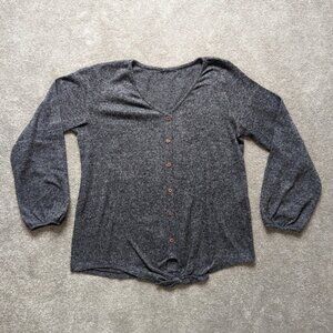 Gray V neck tie waist oversized sweater women's Large